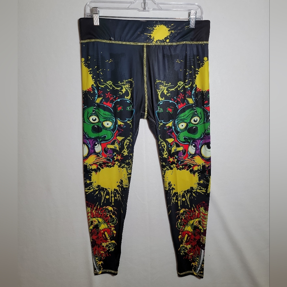 Docefit Leggings Activewear Pants Disney Character Zombie Multicolor Size L / XL